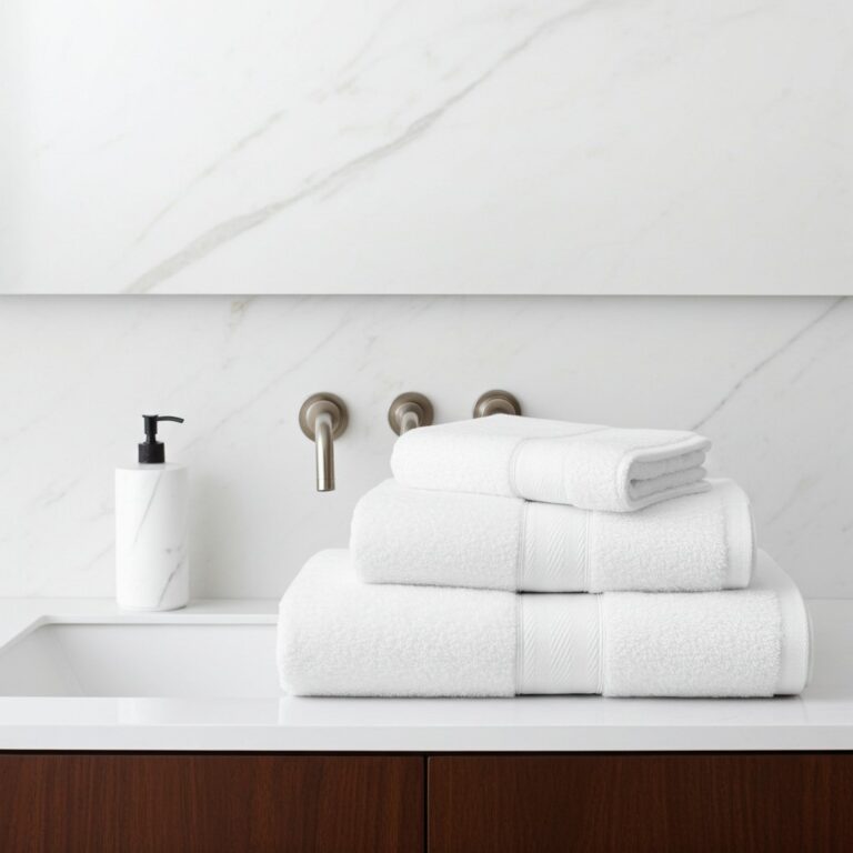Set Asciugamani Bagno Made in Italy Colore Bianco