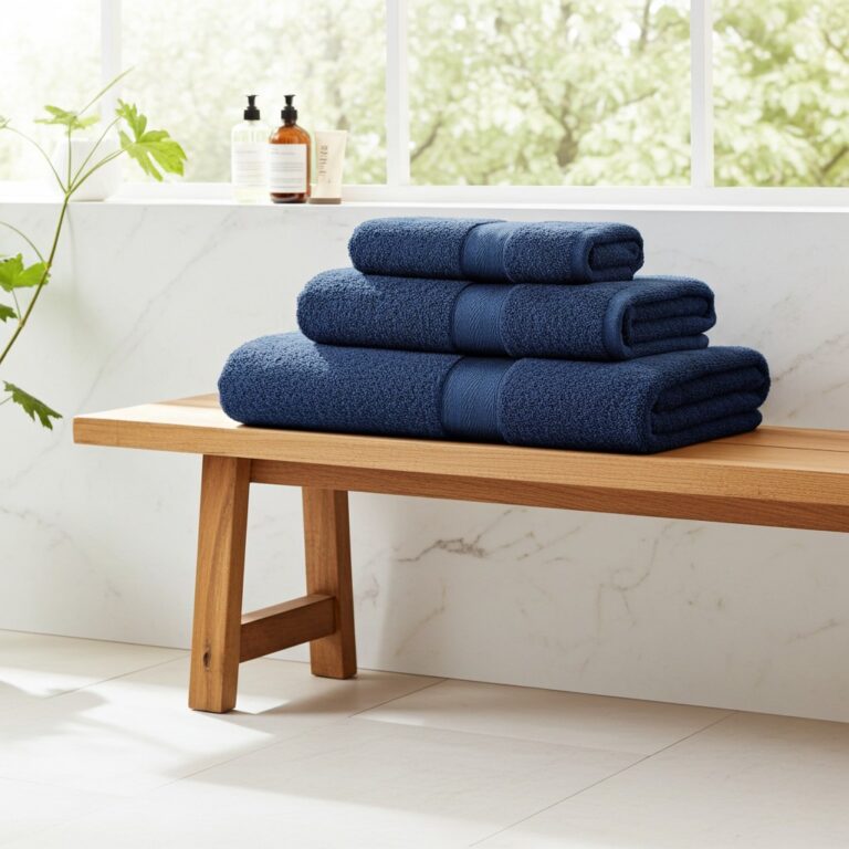 Set Asciugamani Bagno Made in Italy Colore Blu