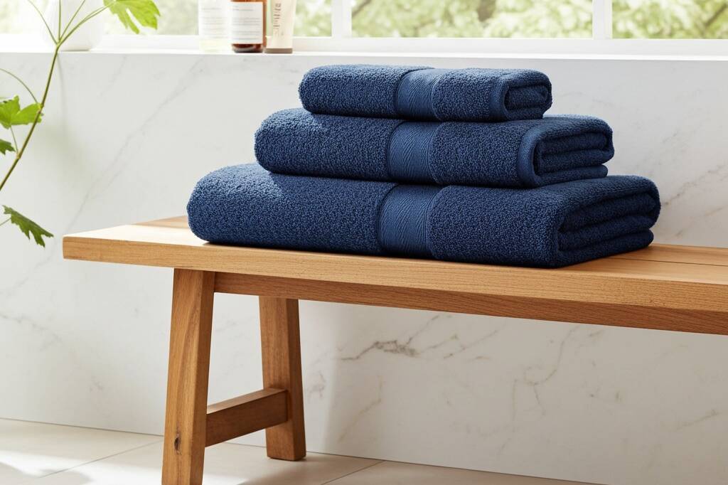 Set Asciugamani Bagno Made in Italy Colore Blu