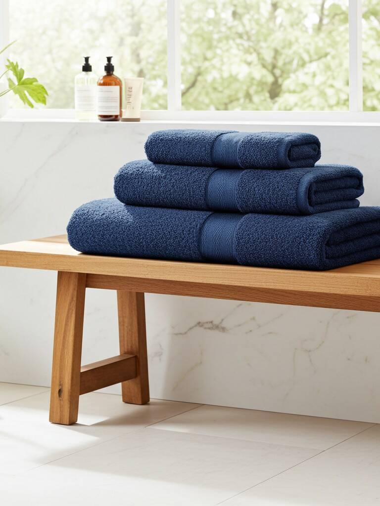 Set Asciugamani Bagno Made in Italy Colore Blu